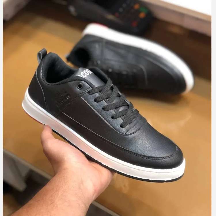 کفش لاگوست مشکی مردانه چرم صنعتی کد 122