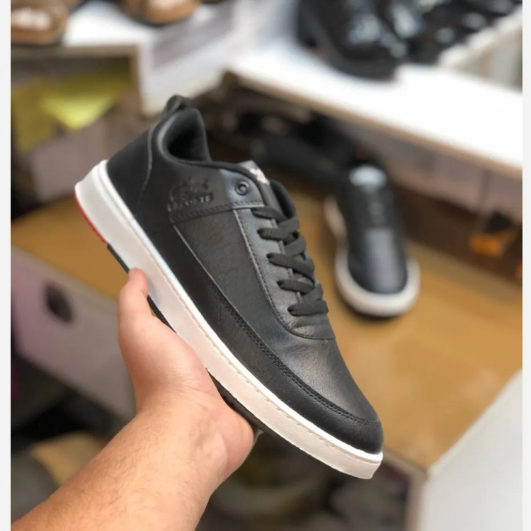 کفش لاگوست مشکی مردانه چرم صنعتی کد 122