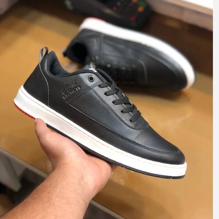 کفش لاگوست مشکی مردانه چرم صنعتی کد 122