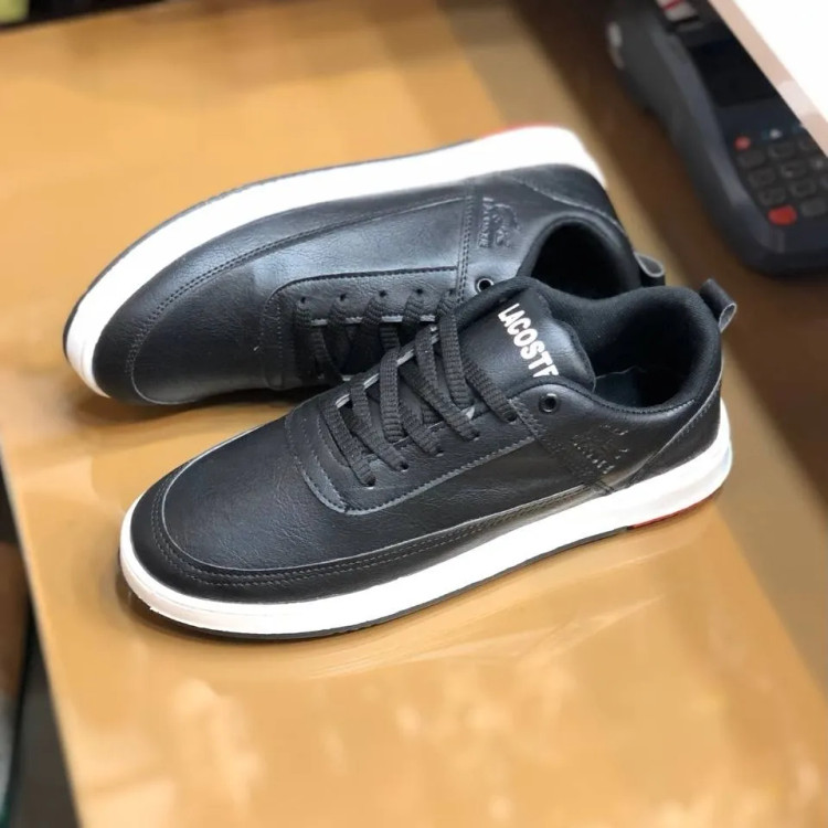 کفش لاگوست مشکی مردانه چرم صنعتی کد 122