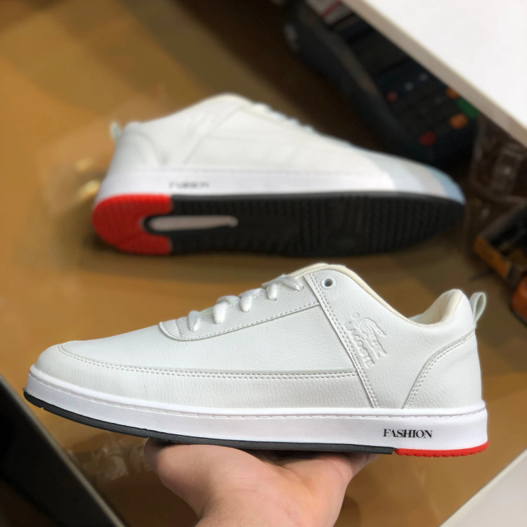 کفش سفید مردانه چرم صنعتی دور دوخت و کف دوخت مدل اسپرت روزمره