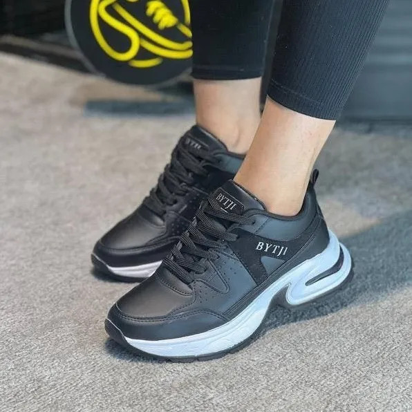 کفش اسپرت مشکی زنانه و مردانه، کفش ورزشی پیاده روی و باشگاه، زیره پیو تزریقی، سبک و راحت