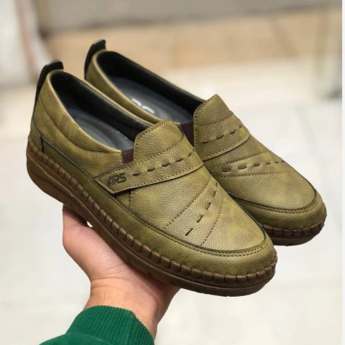 کفش چرم طبی زنانه مدل مونا زیتونی