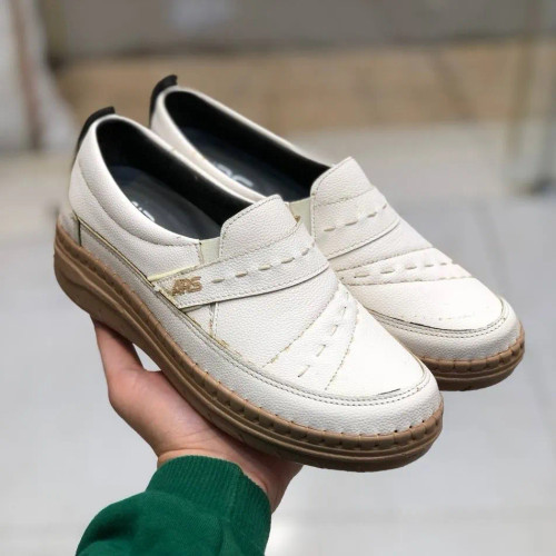 کفش چرم طبی زنانه مدل مونا سفید