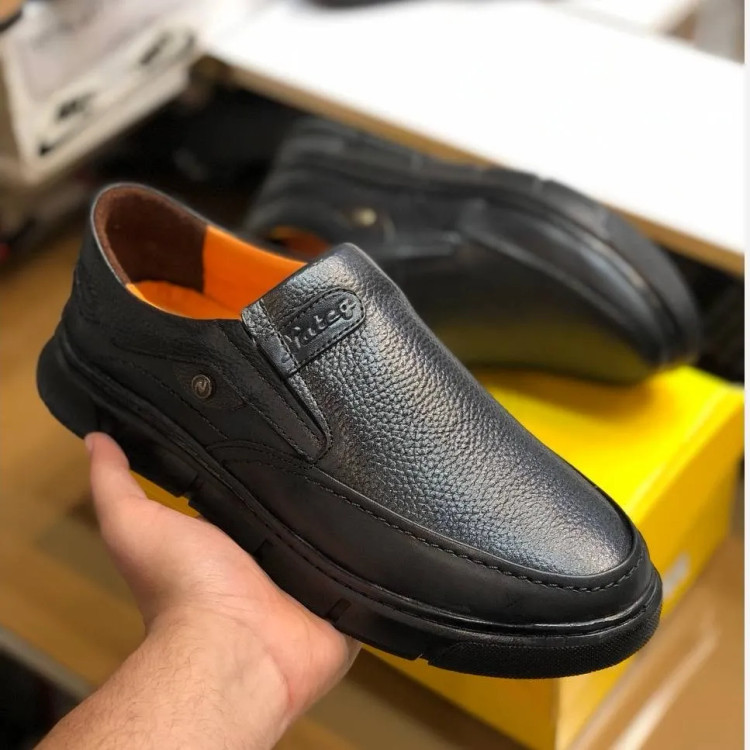 کفش چرم طبیعی مردانه مشکی شیک و راحت مدل میشل زیره پیو طبی بادوام