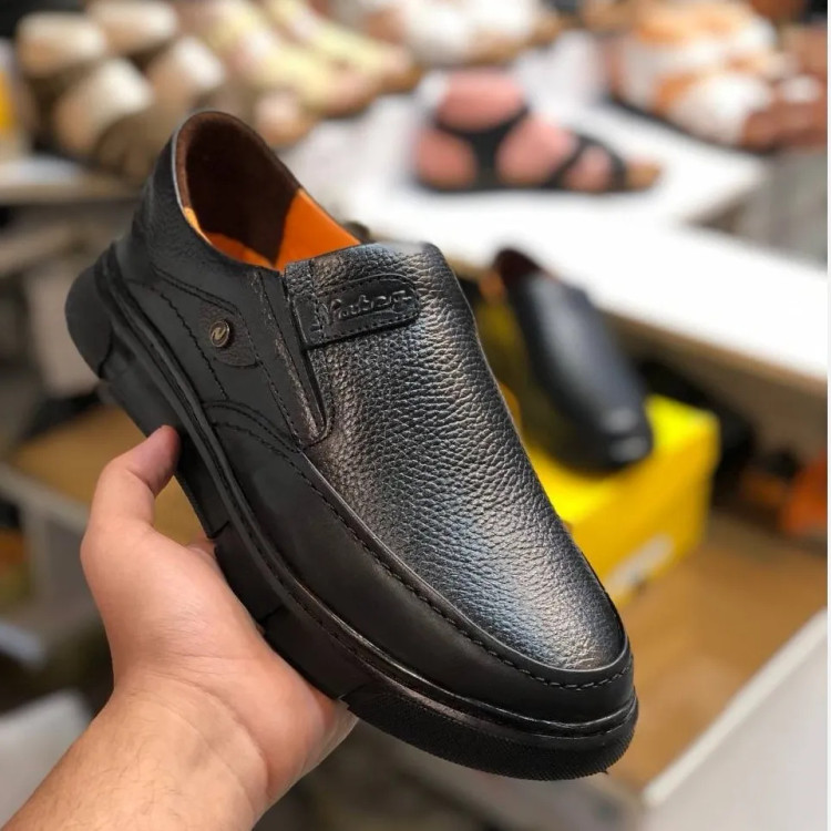 کفش چرم طبیعی مردانه مشکی شیک و راحت مدل میشل زیره پیو طبی بادوام