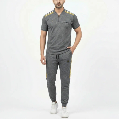 ست نیم زیپ مردانه شلوار گت دار و جیب زیپ دار ورزشی اسپرت