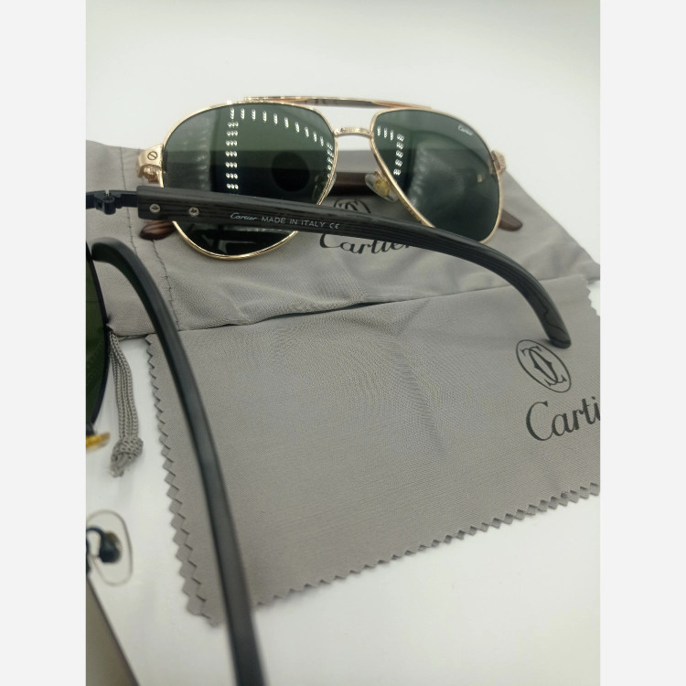 عینک آفتابی کارتیر دسته چوب شیشه آنتی رفلکس ضد خش UV400