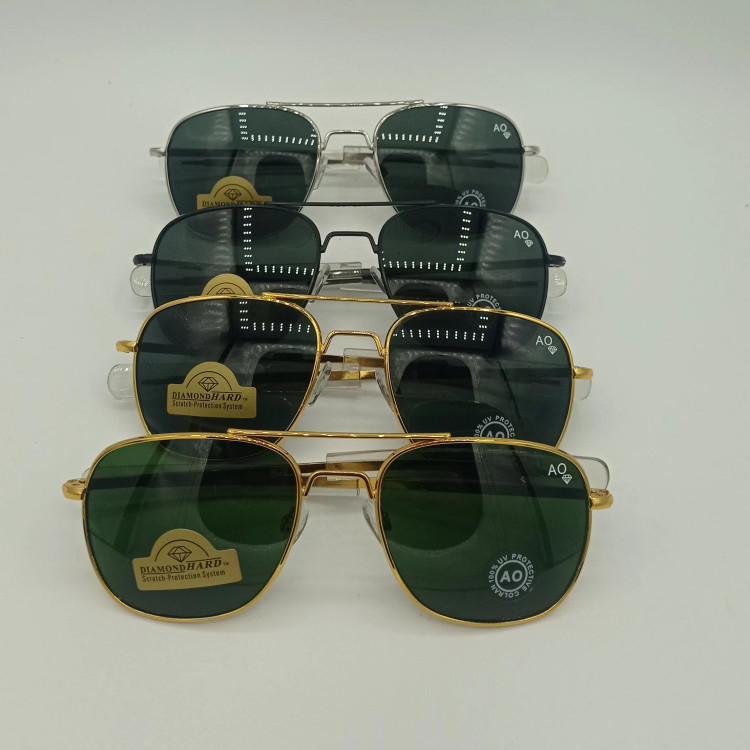عینک آفتابی خلبانی AO سایز 58 آنتی رفلکس بدنه استیل USA