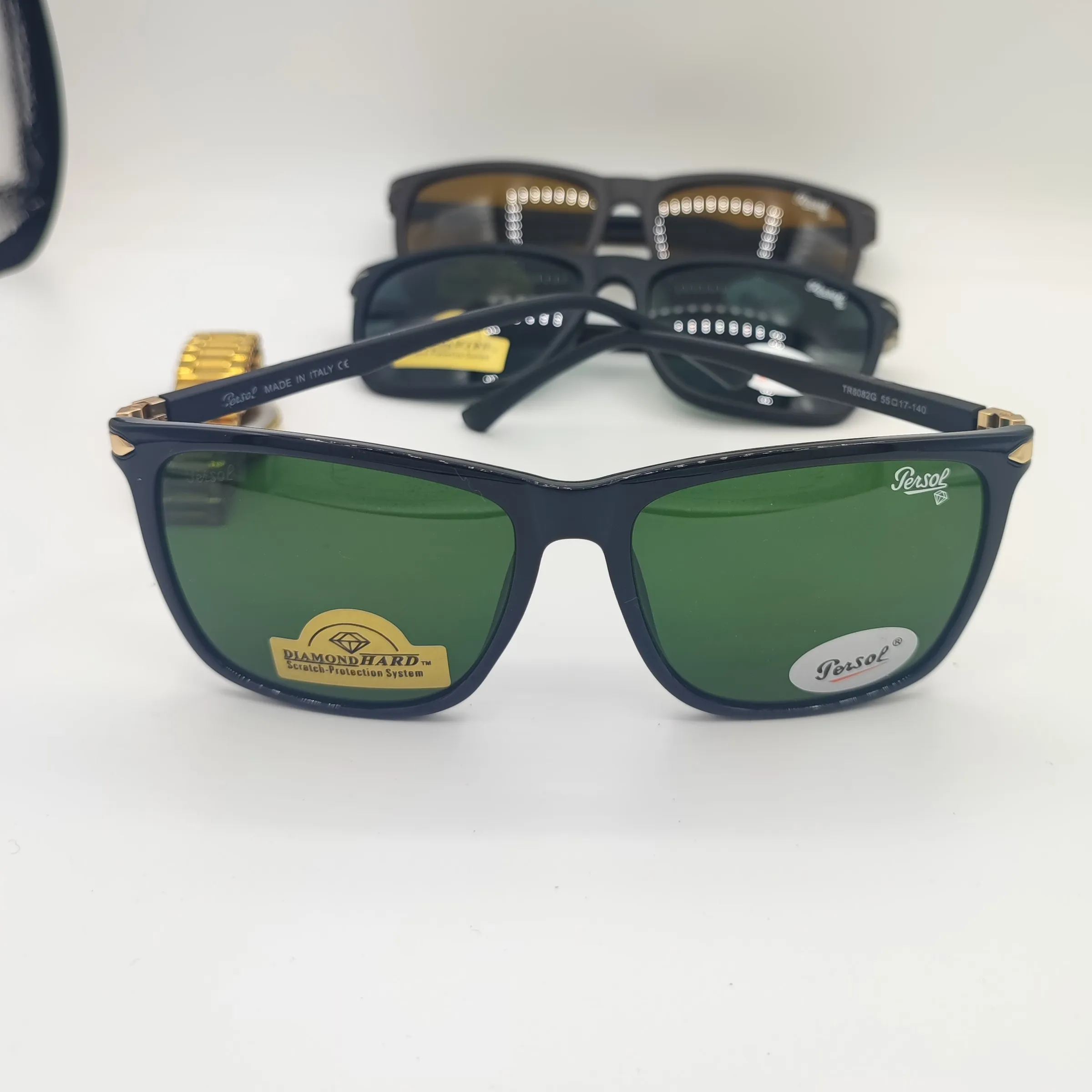 عینک آفتابی پرسول کد 8082 شیشه سنگ دسته فنر Persol فرمTR سایز 55