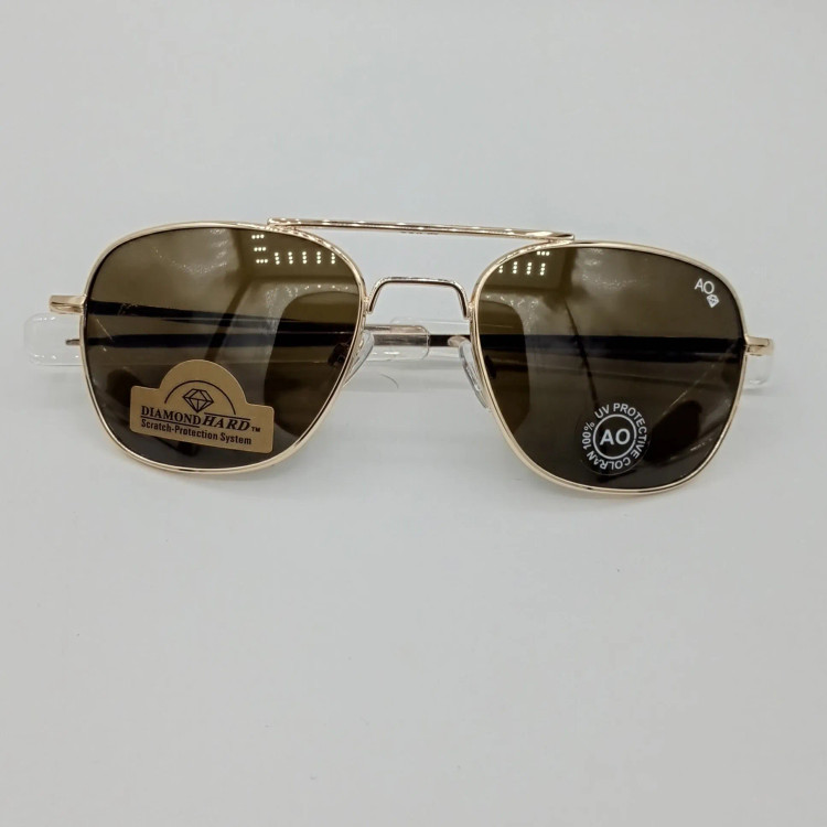 عینک آفتابی خلبانی AO سایز 54 شیشه سنگ فرم طلایی ao امریکن اپتیکال Ao