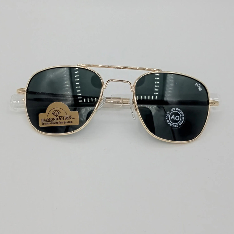 عینک آفتابی خلبانی AO سایز 54 شیشه سنگ فرم طلایی ao امریکن اپتیکال Ao