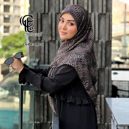 روسری طرح سیمین مشکی ریز نقش قواره بزرگ نخ کاستوم سیتو شیک مجلسی و روزمره