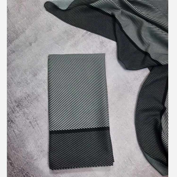 روسری دیپلمات سفید مشکی نخی کژوال و مجلسی سایز بزرگ