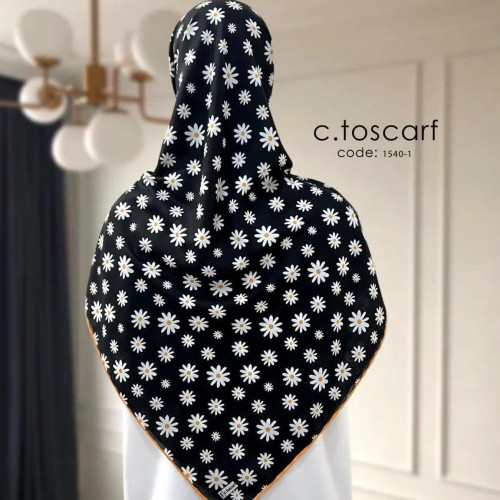 روسری طرح بابونه قواره بزرگ نخی زنانه و دخترانه | کد 1540