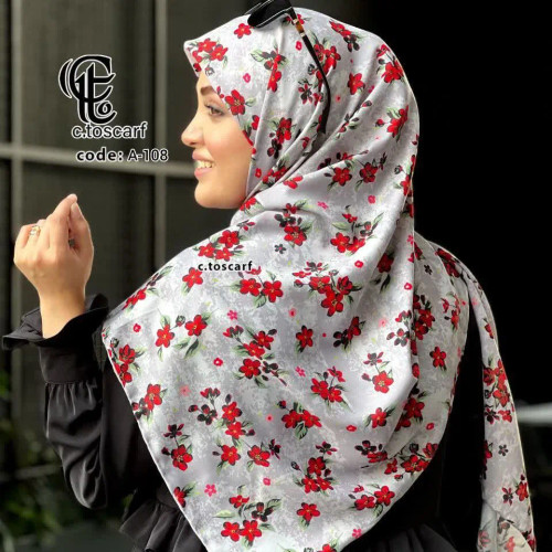 روسری نخی قواره بزرگ طرح گل سرخ زمینه طوسی 140 سانتی متر