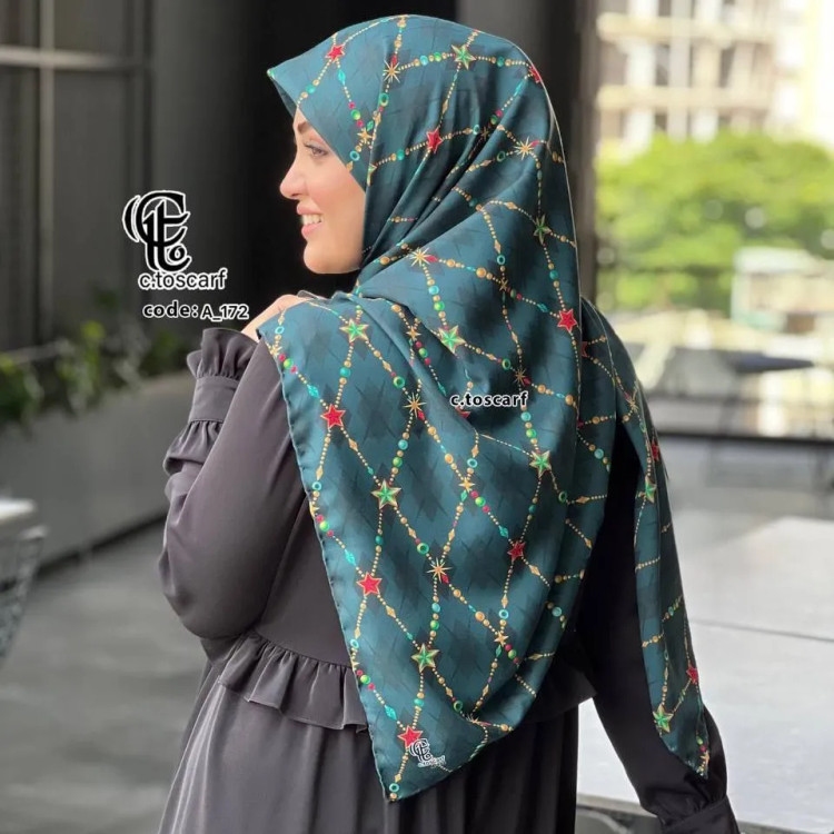 روسری نخی طرح جواهر قواره بزرگ 140 سانتیمتر زنانه