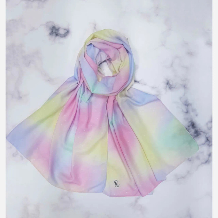 شال نخی کاستوم طرح رویایی پاستلی 70x200 مناسب مهمانی و استایل روزمره