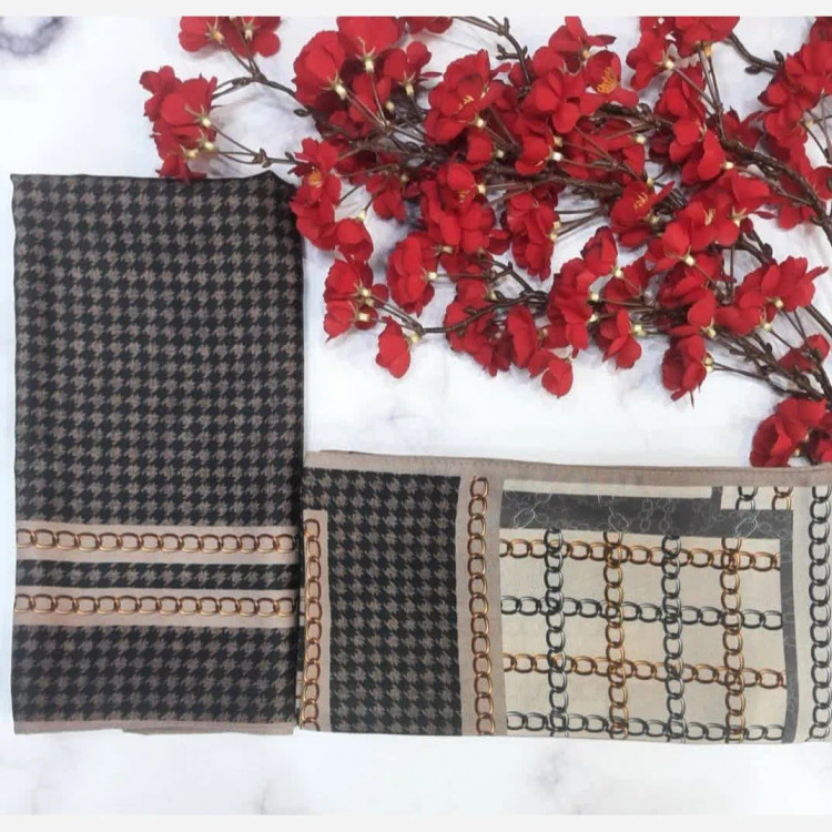 روسری زنانه طرح زنجیری نخ کاستوم سیتو قواره بزرگ 140 سانتی متر