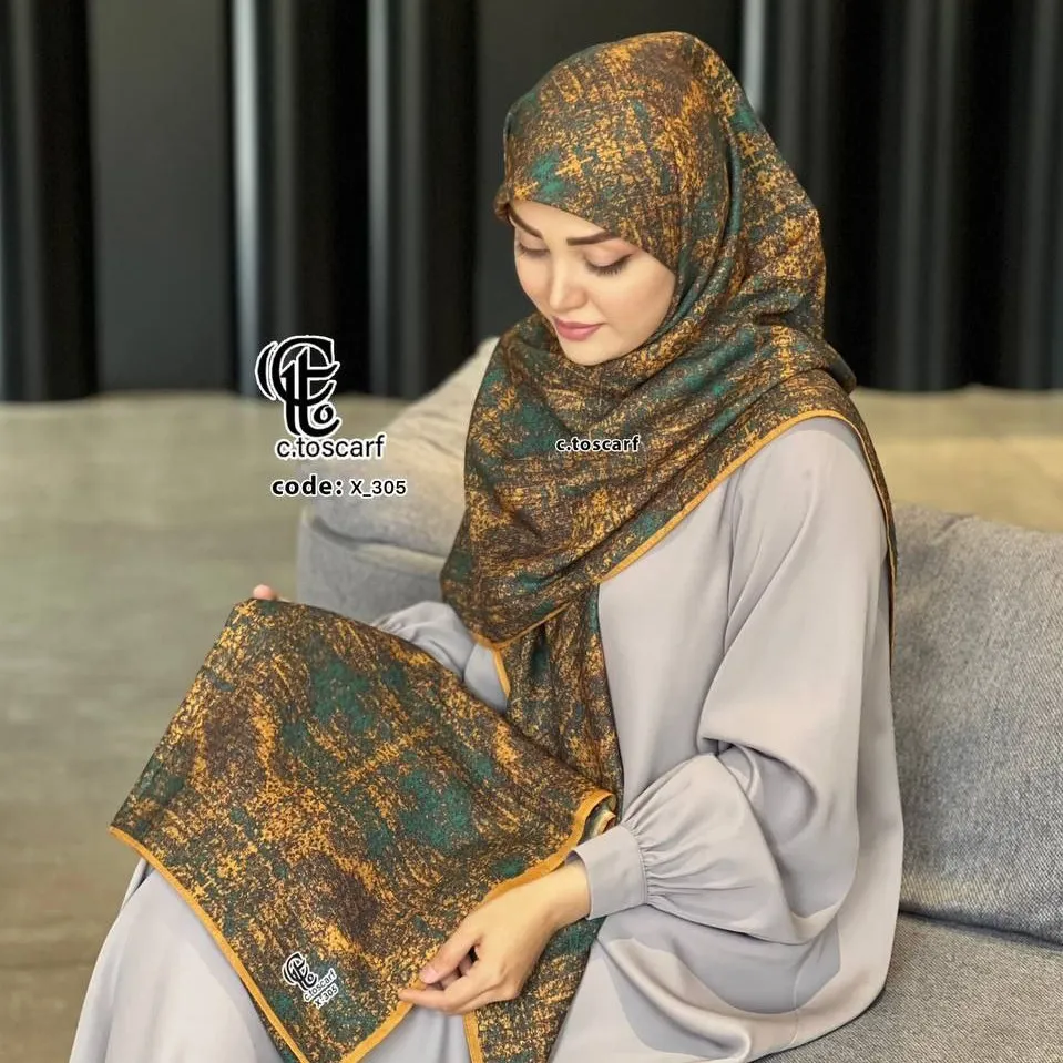 روسری نخی طرح ساناز قواره بزرگ 140 سانتیمتر شیک و خاص