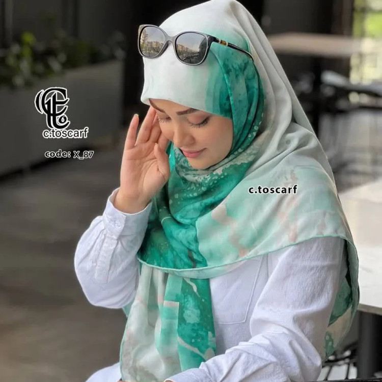روسری ابری و بادی سبز 140 سانتیمتر طرح خاص جنس نخ کاستوم سیتو