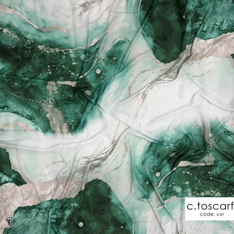 روسری ابری و بادی سبز 140 سانتیمتر طرح خاص جنس نخ کاستوم سیتو