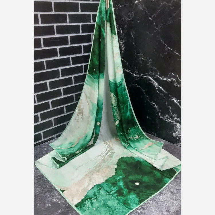 روسری ابری و بادی سبز 140 سانتیمتر طرح خاص جنس نخ کاستوم سیتو