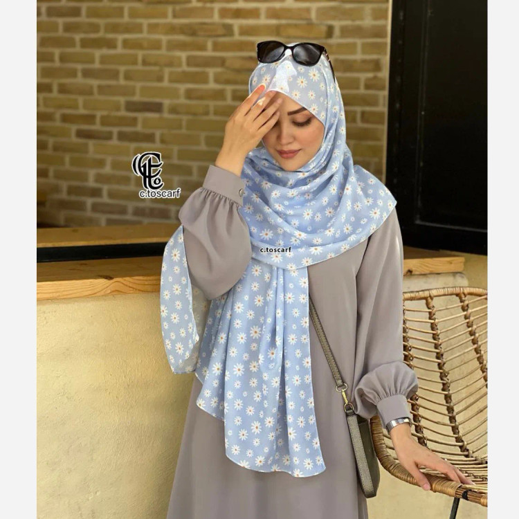 شال نخی گل بابونه طرح دار زنانه قواره بزرگ 200*70