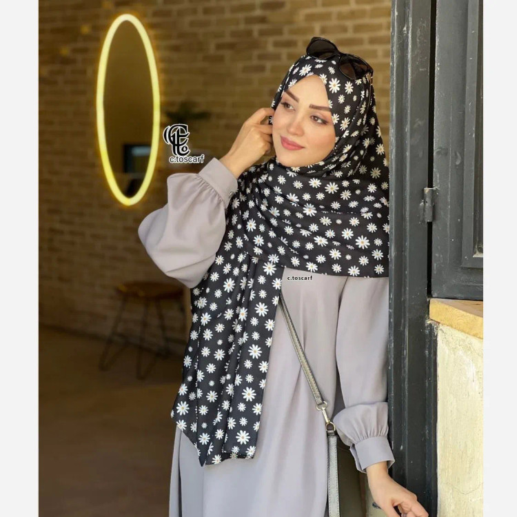 شال نخی گل بابونه طرح دار زنانه قواره بزرگ 200*70