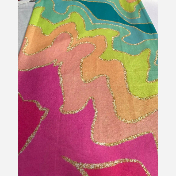 روسری طرح درسا قواره بزرگ دور چرخ دوز مزونی رنگی شاد و پرانرژی