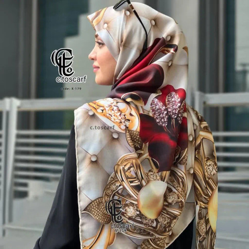 شال و روسری مجلسی طرح شقایق قواره بزرگ نخ کاستوم سیتو 140x140