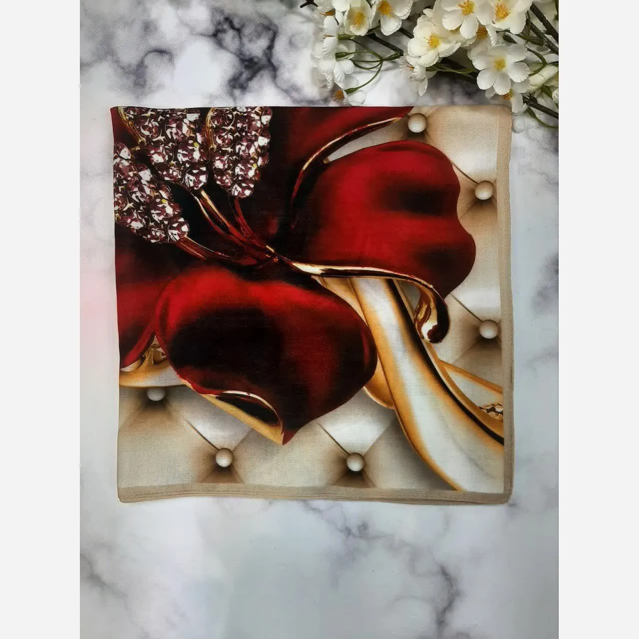 شال و روسری مجلسی طرح شقایق قواره بزرگ نخ کاستوم سیتو 140x140