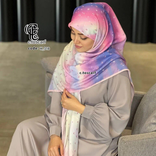 روسری طرح رویا قواره بزرگ 140 نخ سیتو طرح پروانه ای رنگی