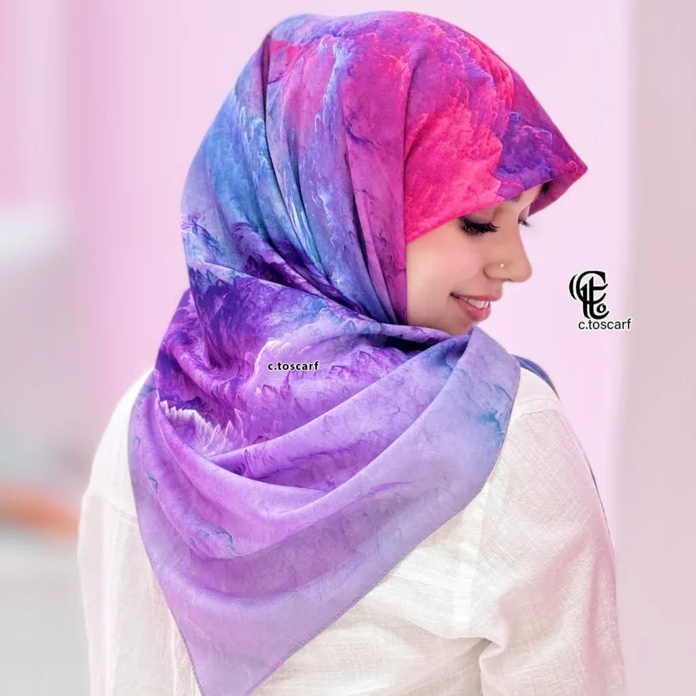 روسری نخی طرح ابر و باد خاص زنانه - قواره متوسط