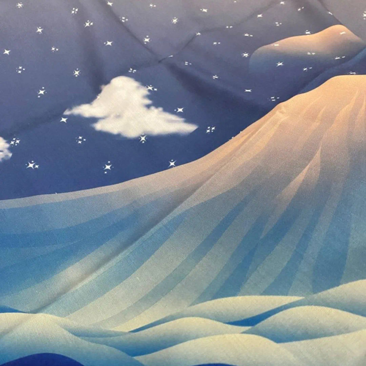 روسری زنانه طرح کوه و آسمان ستاره باران قواره بزرگ 140 نخی کاستوم سیتو