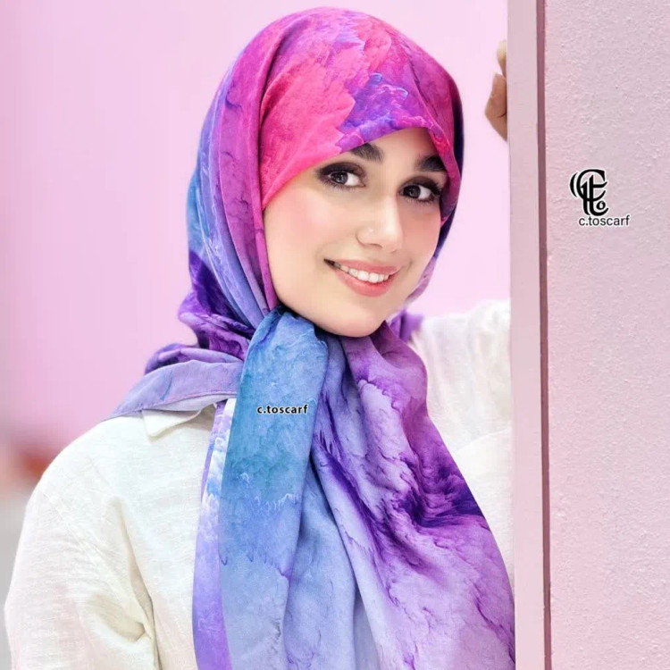 روسری نخی طرح ابر و باد خاص زنانه - قواره متوسط