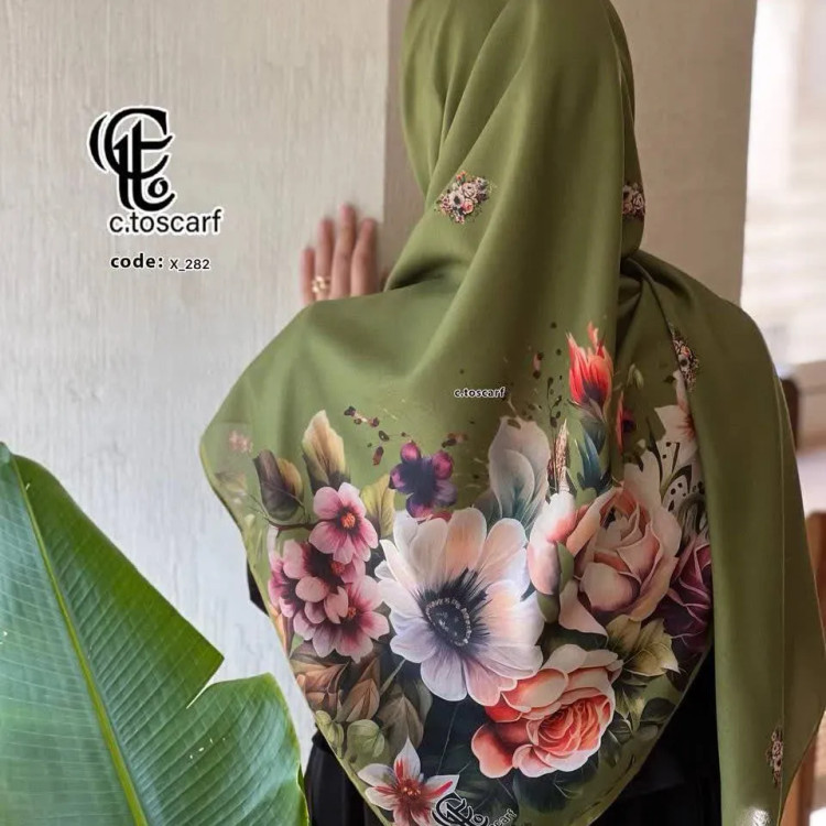 روسری نخی قواره بزرگ طرح گل برجسته 140 سانتی | شال مجلسی خاص