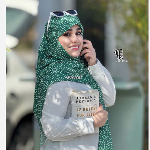 روسری نخی طرح خال خالی قواره 140 مجلسی دور چرخ دوز بدون لیز خوردگی