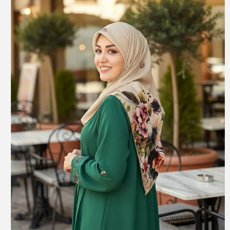 روسری نخی قواره بزرگ طرح گل برجسته 140 سانتی | شال مجلسی خاص