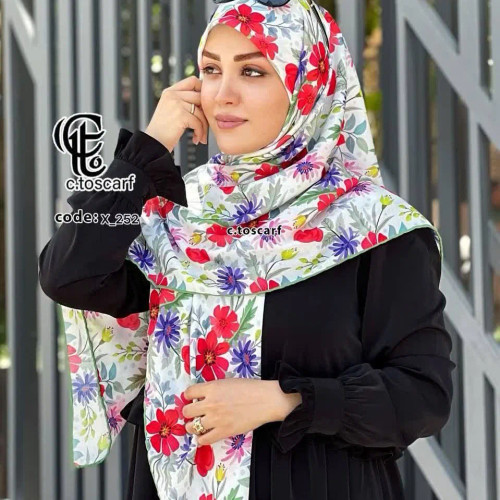 روسری طرح گلناز نخی قواره بزرگ 140 سانتیمتر چرخدوز لیز نیست