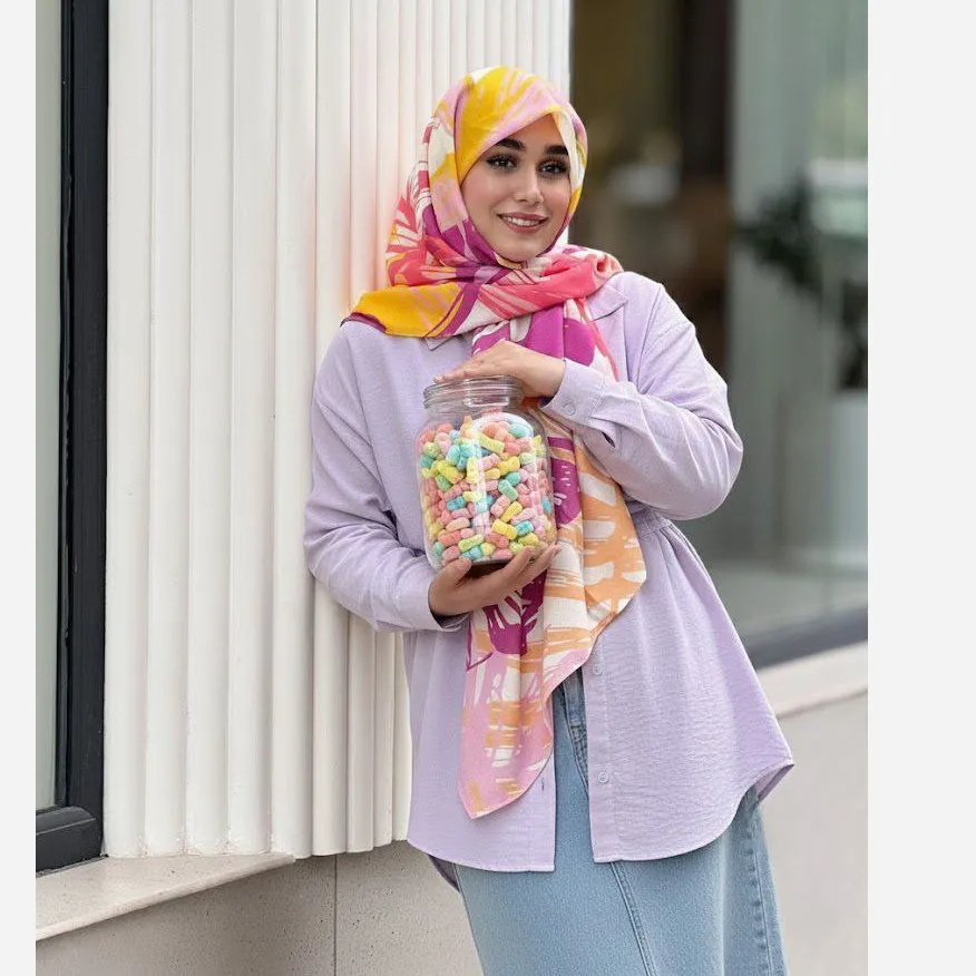 روسری طرح دار نخی سایز بزرگ مدل روشا چرخ دوز