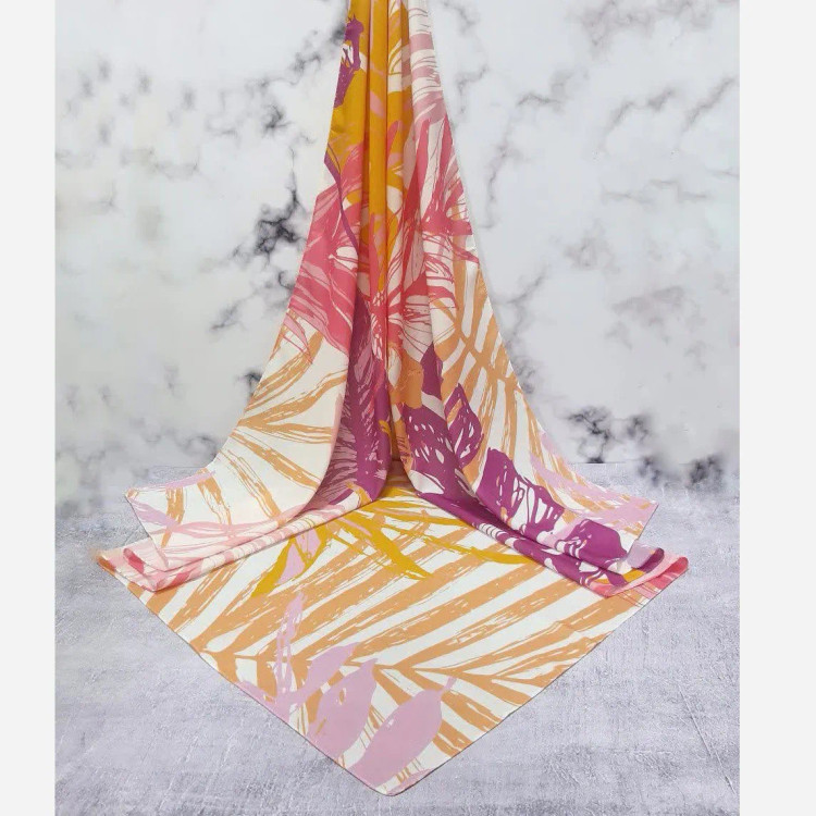 روسری طرح دار نخی سایز بزرگ مدل روشا چرخ دوز