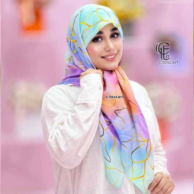 روسری نخی طرح نیلا | ست مادر دختری | رنگ پاستلی شاد