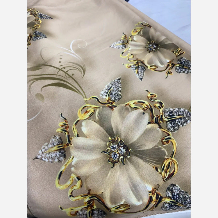 شال نخی کاستوم سیتو طرح نبات گل برجسته قواره 140 زنانه شیک و مجلسی