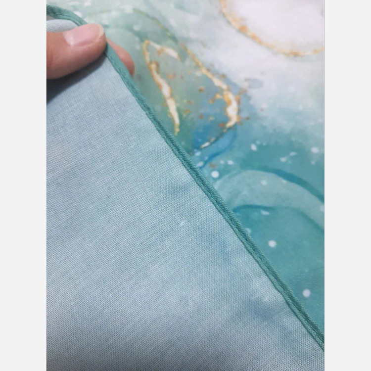 روسری نخی طرح رزیتا سایز 140 - طرح فیروزه ای و آبی شیک - بدون سُرخوردگی