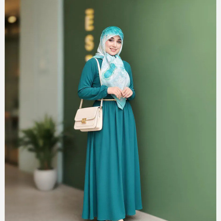 روسری نخی طرح رزیتا سایز 140 - طرح فیروزه ای و آبی شیک - بدون سُرخوردگی