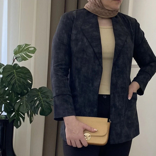 کت زنانه شانتون گازوییلی مشکی آستر دار سایز 38 تا 42 شیک و مجلسی