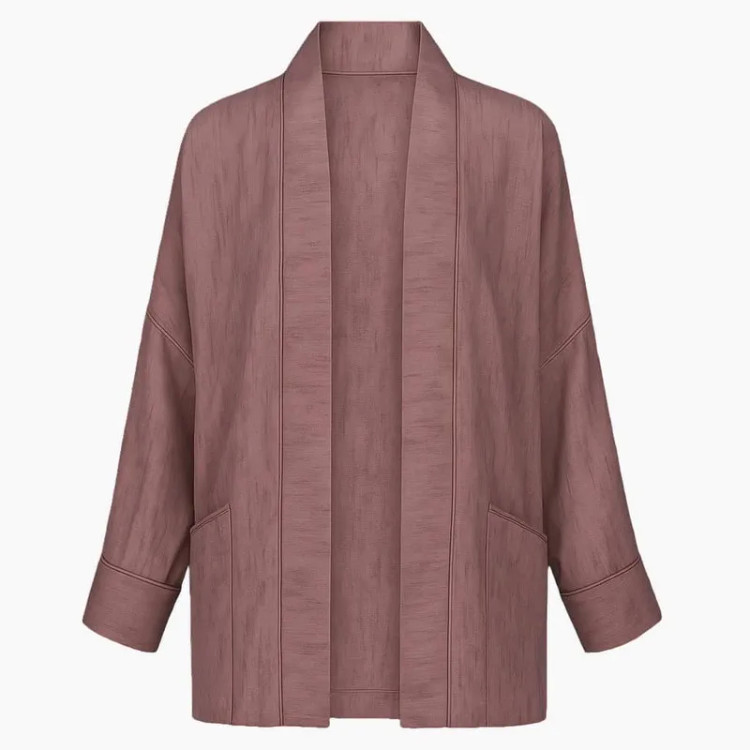 مانتو زنانه آستین کیمونو یقه شالی قهوه ای موکا شانتون گازوییلی