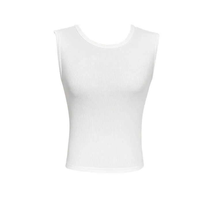 تاپ کراپ زنانه سفید یقه گرد کشی مناسب سایز 34 تا 42