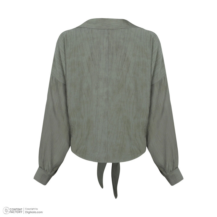 شومیز گرهی زنانه سبز یشمی پارچه شانتون سایز 38 تا 44